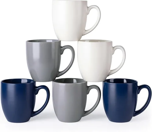 Miniatura 11 de AmorArc Juego de 6 tazas de café de 16 onzas, tazas de café grandes de cerámica para hombre, mujer, papá, mamá, tazas de café modernas con asa