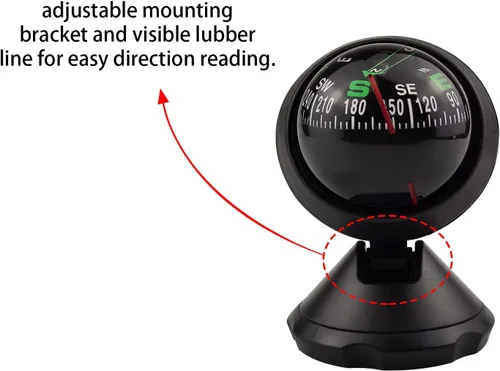 Miniatura 4 de Negro ajustable bola visión nocturna brújula barco Dash Mount, coche ajustable para coche, barco marino