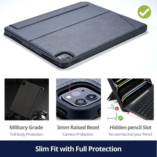 Miniatura 3 de WIWU Funda para iPad de 9ª/8ª/7ª generación con teclado, funda desmontable con soporte vertical, para Air 3rd, iPad Pro 10.5 pulgadas, trackpad