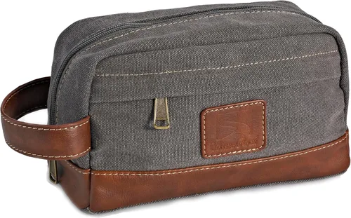 Miniatura 14 de Neceser de viaje para hombres y mujeres, organizador de artículos de tocador de lona resistente al agua, de cuero vegano, kit de Dopp colgante