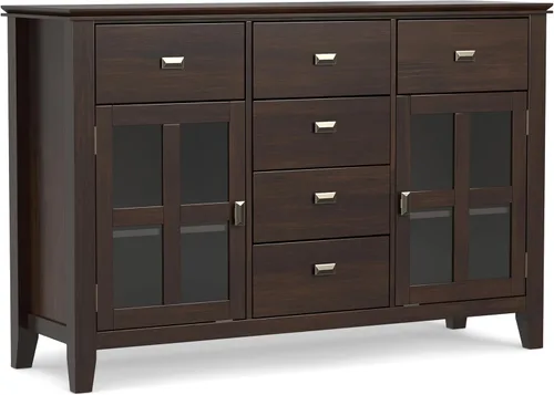 Miniatura 19 de SIMPLIHOME Artisan Buffet - Aparador de 3 puertas de madera maciza de 54 pulgadas de ancho en gris envejecido, gabinete de almacenamiento