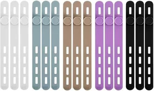 Miniatura 8 de 30 piezas de bridas de cable de silicona reutilizables, bridas de cable de silicona, envolturas flexibles para la organización de cables de carga