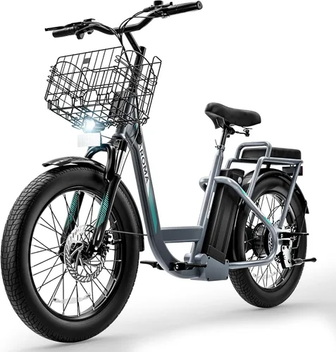 Caroma Peak - Scooter eléctrico de 500 W/800 W/1200 W con asiento, bicicleta eléctrica de neumático grueso de 20 pulgadas con batería extraíble de
