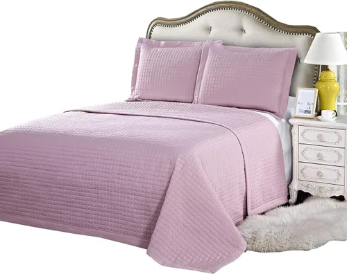 Miniatura 8 de sheetsnthings Juego de colcha acolchada de lujo, 3 piezas de microfibra sin arrugas, cómoda colcha con fundas de almohada a juego (tamaño King, gris)
