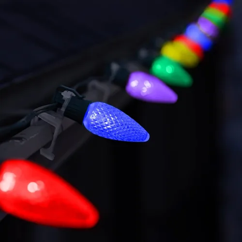 Miniatura 4 de HLO Lighting Juego de 500 bombillas LED de Navidad C9 facetadas de color blanco cálido para uso en interiores y exteriores Bombillas de repuesto