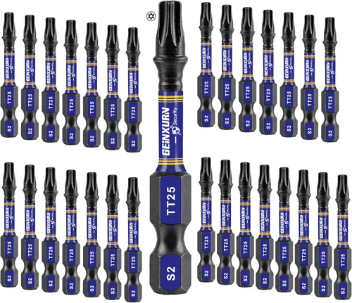 Miniatura 18 de Geinxurn Juego de brocas de destornillador magnético de impacto de seguridad T15 de 2 pulgadas, juego de brocas de potencia de cabeza Torx #15 de 51