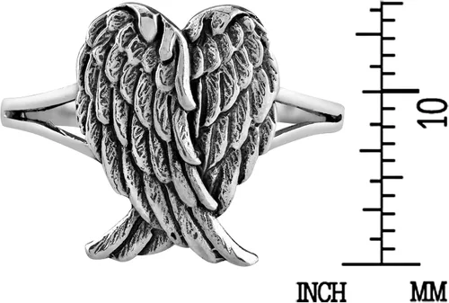 Miniatura 6 de AeraVida Anillo de plata de ley 925 con alas de ángel plegadas Heavenly Love