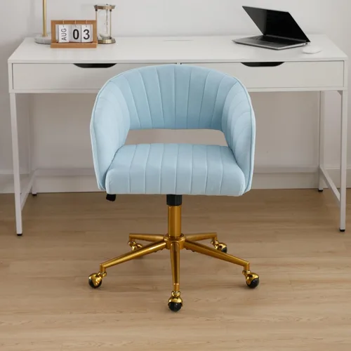 Miniatura 2 de Westice Sillas de Escritorio para Oficina en Casa, Silla Giratoria Moderna de Terciopelo, Silla de Tocador Giratoria de Altura Ajustable con Base