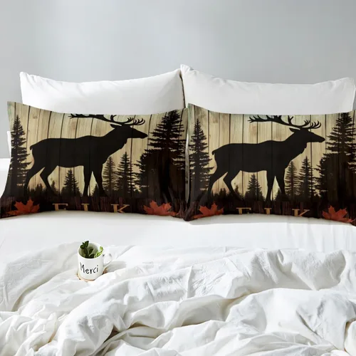 Miniatura 5 de Funda de edredón de ciervos de alce, juego de ropa de cama de animales del bosque, decoración rústica de granja, funda de edredón individual