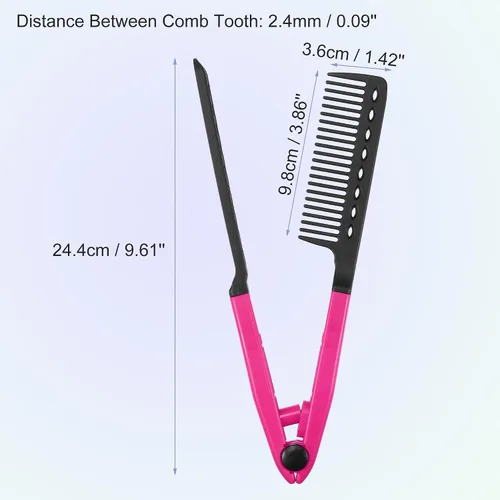 Miniatura 2 de VOCOSTE Peine para alisar el cabello, resistente al calor, peine para alisar el cabello, ABS, rojo