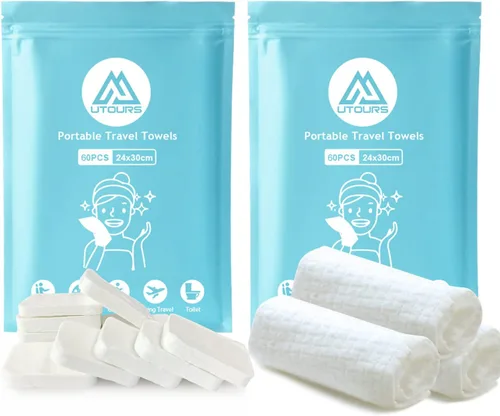 Miniatura 10 de 60 toallas comprimidas, tabletas de papel higiénico reutilizables, monedas, pañuelos de camping, toallas portátiles para belleza en el hogar