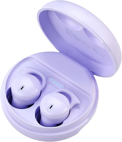 Auriculares invisibles para dormir, pequeños para dormir de lado, cómodos bloqueadores de ruido, Bluetooth 5.3 inalámbricos para dormir, color morado