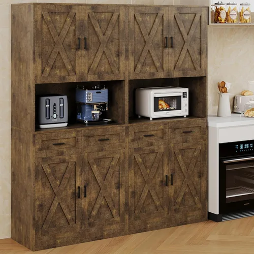 Miniatura 5 de Armario de despensa de cocina de granja de 71 pulgadas de alto, armario independiente de almacenamiento, gabinete de cocina moderno con soporte
