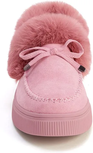 Miniatura 5 de TINSTREE Botas planas de invierno cálidas y duraderas, zapatos casuales de moda con forro de piel, botines de nieve, mocasines planos de plataforma