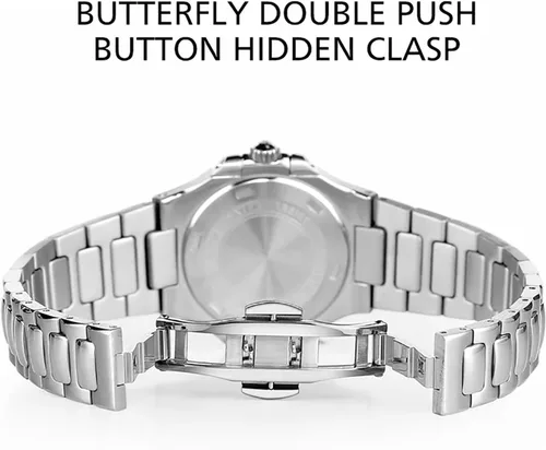 Miniatura 7 de Reloj de pulsera japonés de cuarzo para mujer, con esfera azul, reloj cuadrado para mujer, resistente al agua, relojes analógicos de cristal, correa