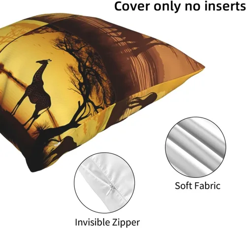 Miniatura 3 de Fundas de almohada decorativas de 16 x 16 pulgadas, fundas de almohada para sofá, animales de pastizales africanos, fundas de almohada cuadradas