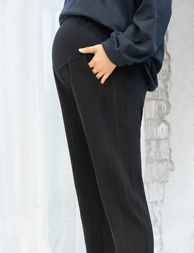 Miniatura 4 de Otoño Invierno Sobre Bump Maternity Fleece Sherpa Lined Pantalones deportivos para mujeres embarazadas