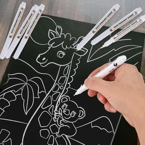 Miniatura 6 de Goldge 20 bolígrafos de pintura blanca – Marcadores acrílicos impermeables, marcadores permanentes de pintura blanca para metal, lienzo, vidrio
