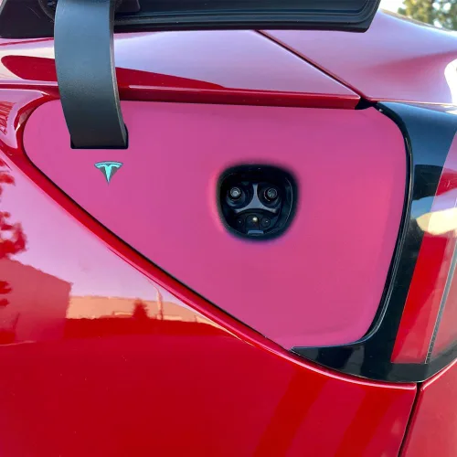 Miniatura 2 de IPG para Tesla - Calcomanías adhesivas de envoltura de puerto de carga, emblema para bricolaje, personaliza el modelo 3-Y (rosa)