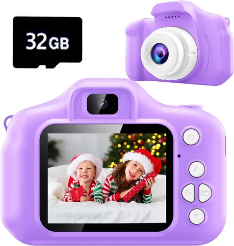 Miniatura 9 de Cámara de juguete para niños, regalos de Navidad, cumpleaños, festival para niños de 3 a 10 años, cámara de video digital HD para niños pequeños