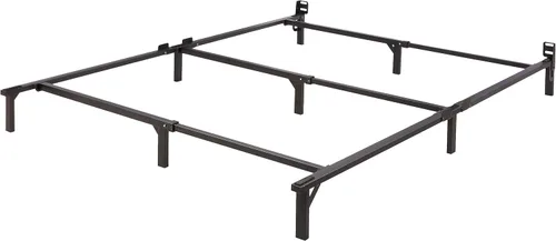 Amazon Basics Base de cama de metal (requiere somier), base de 9 patas para somier y colchón, tamaño Queen, fácil montaje sin herramientas, 79.5