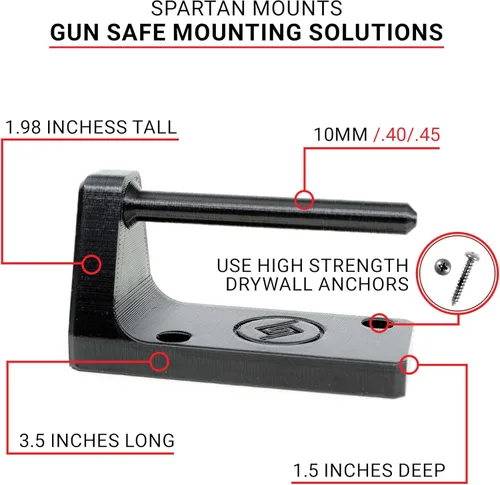 Miniatura 2 de Spartan Mounts Supresor universal de pistola de montaje en pared Adaptador de gancho de visualización Sistema de almacenamiento de montaje
