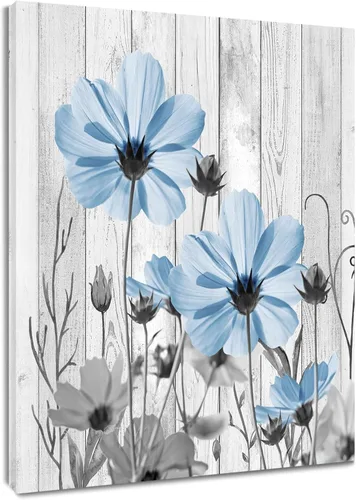 Miniatura 6 de MEUNEAR Lienzo decorativo de pared con flores silvestres rosas y grises para sala de estar, pintura abstracta de plantas rústicas para dormitorio