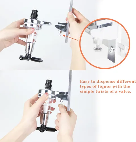 Miniatura 2 de Dispensador de bebidas alcohólicas montado en la pared, 4 botellas de vino para bebidas, soporte para cóctel, whisky, botella de bebida de cerveza