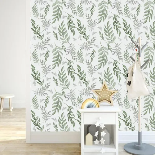Miniatura 4 de Nuwallpaper - Papel de contacto adhesivo decorativo extraíble con diseño de hojas verdes modernas, diseño floral, 17.7 x 118.1 pulgadas