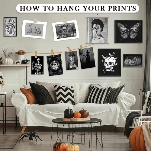 Miniatura 4 de JJY 12 piezas de decoración de pared de Halloween para pósteres artísticos, impresiones góticas victorianas oscuras, decoración del hogar, póster