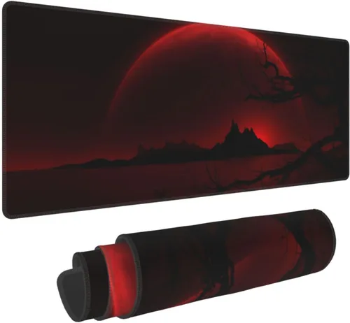 Miniatura 11 de Alfombrilla de mouse grande de gato negro XL extendida para juegos de anime, alfombrilla de escritorio larga con base de goma antideslizante