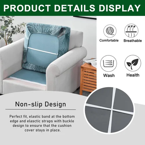 Miniatura 6 de CRFATOP Fundas elásticas de cojín de repuesto para sofá, fundas de asiento de sofá impresas, lavable, extraíble, protector de muebles individual