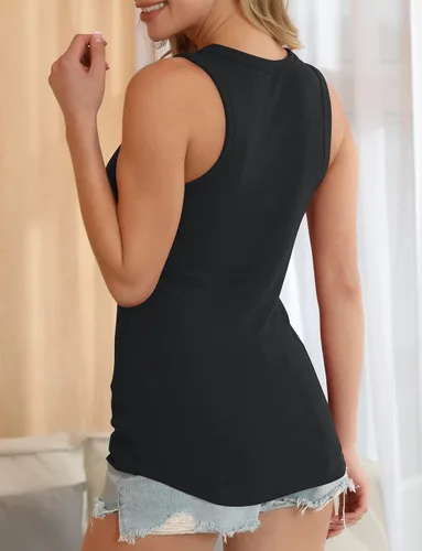 Miniatura 6 de HWOKEFEIYU - Camiseta básica sin mangas de verano, para mujer