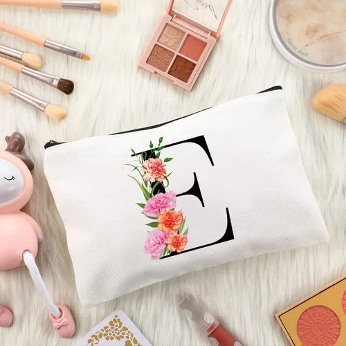 Miniatura 2 de Bolsa de lona con letra inicial personalizada, regalo para el día de la madre, damas de honor, novia, cumpleaños, boda Flower-E