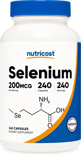 Nutricost Selenio 200mcg, 240 cápsulas vegetarianas, sin OMG, sin gluten, L-Selenometionina