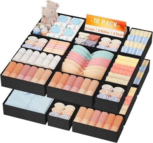 Miniatura 9 de DIMJ Organizador de cajones de ropa – Paquete de 20 contenedores organizadores de cajones de armario para almacenamiento de ropa de bebé, Blanco