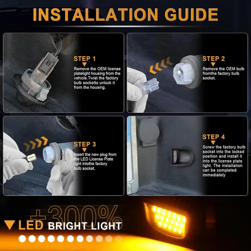 Miniatura 5 de LivTee Conjunto de luz LED para matrícula, luz de etiqueta para Chevy Silverado 1500 2500 3500 1999-2013, Tahoe, Suburban, compatible con GMC Ámbar