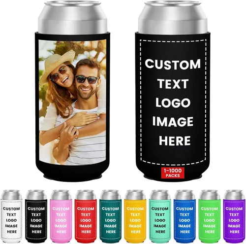 Miniatura 8 de Paquete de 300 enfriadores de latas personalizados a granel, enfriador de latas personalizado con logotipo de foto texto para bodas, cumpleaños