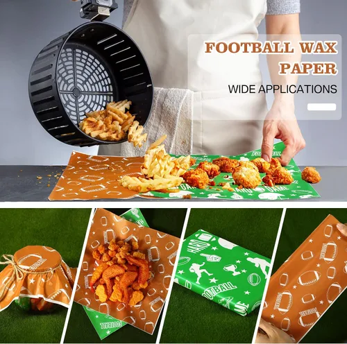 Miniatura 6 de Pajean 100 bandejas de fútbol para servir: 50 botes de papel para servir alimentos de fútbol americano de 1.1 libras con 50 papeles de revestimiento