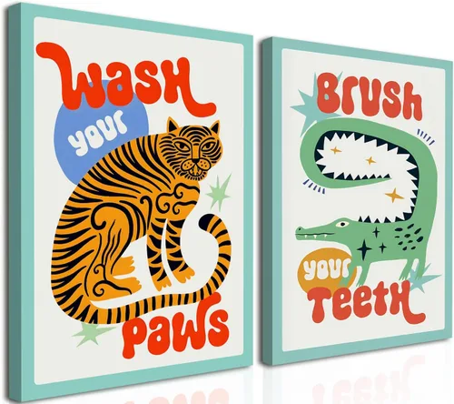 Miniatura 10 de Divertido Juego de Arte de Pared de Gato Negro para Baño de 2 Piezas, Pinturas Decorativas de Pared de Gato Negro Ecléctico en Baño, Póster