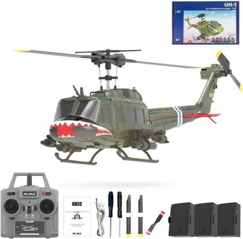 Miniatura 4 de RC ERA C032 Helicóptero RC, Helicóptero RC UH-1 Huey Flybarless de escala 1/48 2.4G 6CH, estabilización de giroscopio de 6 ejes, con mantenimiento