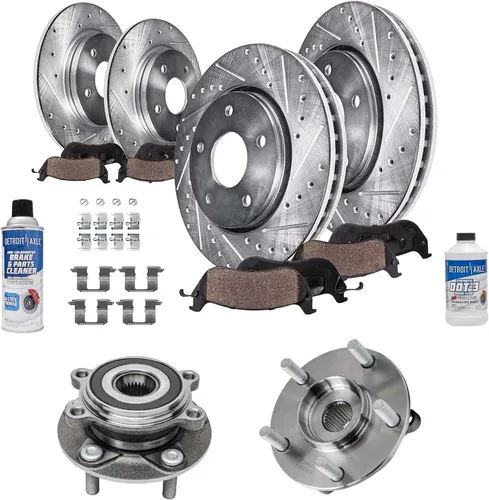 Miniatura 83 de Detroit Axle - Rotores de freno para Ford 2013-2019 Explorer Taurus Flex Lincoln MKT MKS, rotores de freno de disco ranurados perforados de repuesto