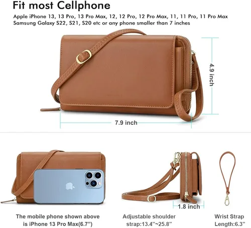 Miniatura 6 de RONSIN Cartera cruzada para mujer, tarjetero RFID, 2 correas