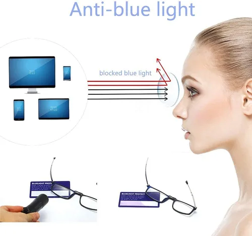 Miniatura 8 de Anteojos de lectura plegables compactos, portátiles, con bloqueo de luz azul, para hombres y mujeres, 2 unidades en estuche 1.0
