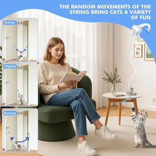Miniatura 3 de Wortade Juguetes interactivos para gatos de interior, juguete eléctrico automático de plumas de pájaro volador, juguete eléctrico recargable