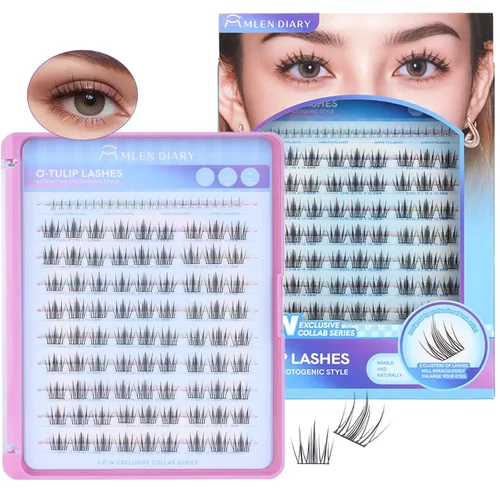 Miniatura 26 de MLEN DIARY Lash Clusters Kit 80PCS Natural Eyelash Clusters C Curl Wispy DIY Eyelash Extensions Kit with Lash Bond and Remover Tweezers 8.5-12.5mm