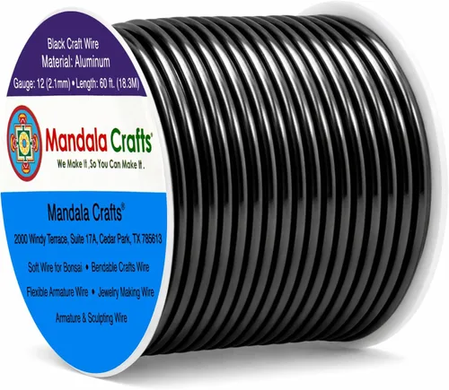 Miniatura 259 de Mandala Crafts - Alambre de aluminio anodizado de 8 calibre para hacer joyas - 9.75 m de alambre flexible negro colorido - Flexible para bonsái