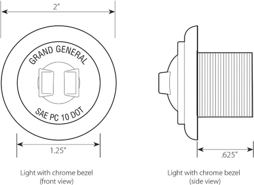 Miniatura 4 de GG Grand General 75222 Mini luz LED de doble función de 1-1/4 pulgadas con bisel de plástico cromado para camiones, remolques, cuatrimotos, UTV, RV