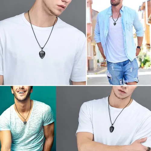 Miniatura 6 de FaithHeart Josué 19 Escudo de Fe Efesios 616-17Efesios 610Isaías 5417 collar con colgante de acero inoxidable con amuleto cruzado para hombres