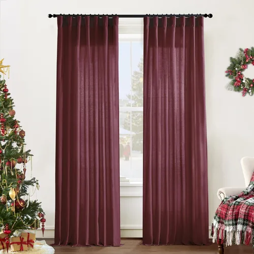 Miniatura 38 de XTMYI - Cortinas transparentes de 54 pulgadas de largo, juego de 2 paneles para baño, cortinas cortas de lino y algodón con semi privacidad